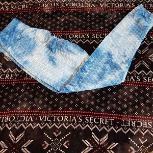 Victoria's Secret Blue Textured Tie-Dye Leggings
